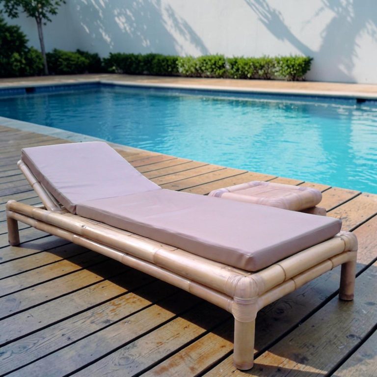 Transat en Bambou Ubud Transat avec coussin, bambou de Bali tête rabattable