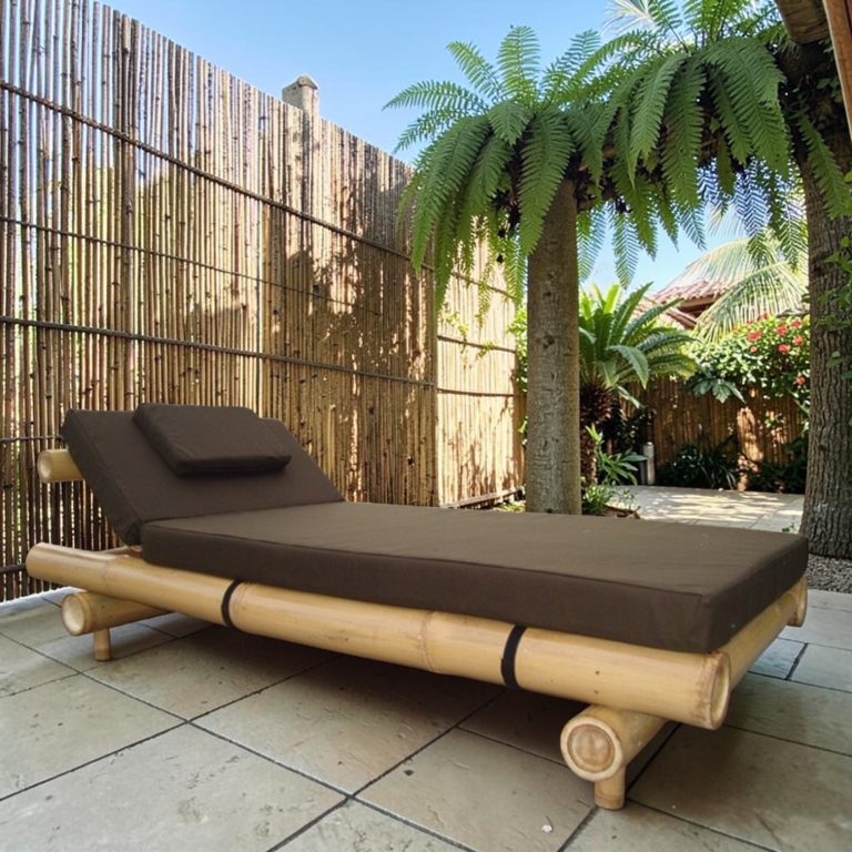 Transat en Bambou Naturel Transat en bambou naturel, idéal pour le jardin, la terrasse ou le bord de piscine